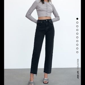Zara high rise straight jeans